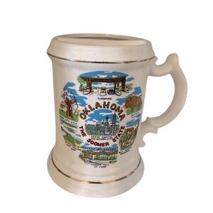 Vintage Old oklahoma Mug Stein Mustache Mug EUC Novelty Gift Collectible